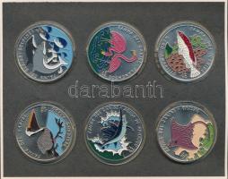 Kuba 1994. 1P Cu-Ni (6xklf) "Karibi élővilág" sorozat hátoldalon multicolor festett érméi ...