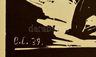 Berda Ernő (1914-1961): Nyomor, linó, papír, jelzett a linón, 25×20,5 cm