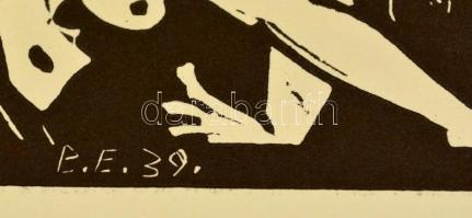 Berda Ernő (1914-1961): Meztelenség, linó, papír, jelzett a linón, 25×20,5 cm