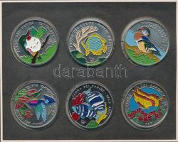 Kuba 1996. 1P Cu-Ni (6xklf) "Karibi élővilág" sorozat hátoldalon multicolor festett érméi ...