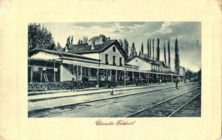 Fülek, Filakovo; Vasútállomás, létra, vasutasok. W. L. Bp. 5959. / railway station, ladder, railwaymen (EB)