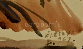 Élesdy István (1912-1987): Badacsonyi táj, akvarell, papír, jelzett, paszpartuban, 30,5×44,5 cm