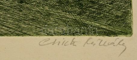 Csisztu Mihály (1933-2008): Pécs, rézkarc, papír, jelzett, számozott (99/100), 30×40 cm