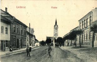 Leibic, Leibitz, Lubica; Fő utca, templom, üzlet. W. L. Bp. 2882. / main street, church, shop (EK)