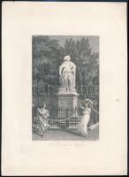 cca 1900 Statue Friedrichs des Großen, acélmetszet, jelzett, 20×14 cm