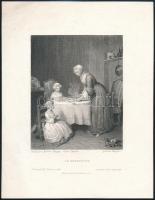 cca 1858 Le benedicite, acélmetszet, Gilquin et Dupain, 23,5×18 cm