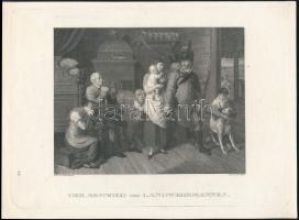 7 db különféle német acélmetszet, jelzettek, különböző méretben