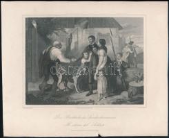 7 db különféle német acélmetszet, jelzettek, különböző méretben