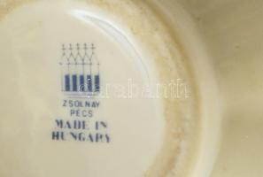 Zsolnay gerezdes kisváza, részben kézzel festett, jelzett, kopásokkal, m: 11 cm