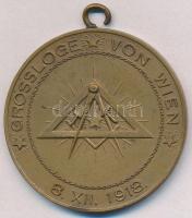 Ausztria 1918. Bécsi Szabadkőműves Nagypáholy Br emlékérem füllel (50mm) T:2 Austria 1918. Grand Lodge of Vienna Br commemorative medal with ear (50mm) C:XF