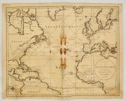 1788 Schraembl: Karte des Atlantisches Oceans, az Atlanti-Óceán térképe. Rézmetszet. Kissé foltos. / Etched map of the Atlantic Ocean. 53x65 cm