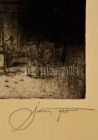 Olvashatatlan jelzéssel: Sopron. Rézkarc, papír, szakadással, felcsavarva, 34×26 cm