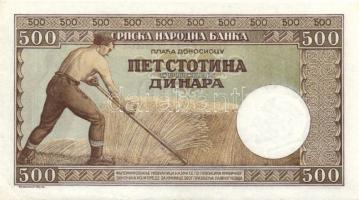 Szerbia / német megszállás 1942. 500D jugoszláv bankjegy T:I R!