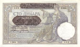 Szerbia / német megszállás 1941. 100D jugoszláv bankjegy fny-sal T:I R!