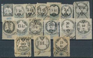 Osztrák okmánybélyeg sor az 1860-as évekből 2 stecklapon