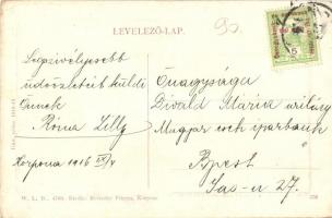 Korpona, Krupina; Szentháromság tér, piac, Reviczky Frigyes üzlete és saját kiadása. W. L. Bp. 4759....