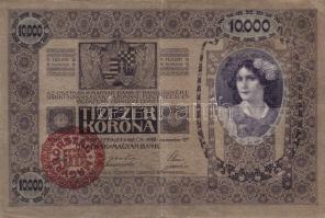 1918. 10000K piros "Magyarország" körbélyegzővel T:II/III