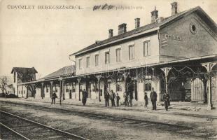 Beregszász, Berehovo; MÁV pályaudvara, vasútállomás / Bahnhof / railway station