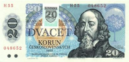 Szlovákia 1993. 20K cseh bankjegy szlovák ellenbélyeggel T:I