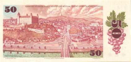 Szlovákia 1993. 50K cseh bankjegy szlovák ellenbélyeggel T:I