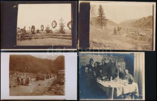 cca 1915 11 db I. világháborús katonai fotó, rajtuk akasztás, katonai temető, lovas katonák, bunkere...