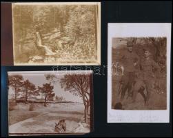 cca 1915 11 db I. világháborús katonai fotó, rajtuk akasztás, katonai temető, lovas katonák, bunkere...