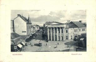 Szabadka, Subotica; Kossuth utca, Városi színház, üzletek, villamos. W. L. Bp. 6353. / street view, theater, shops, tram (EK)
