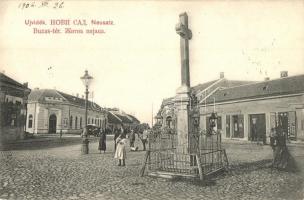 Újvidék, Novi Sad; Búzás tér, üzletek, vendéglő, étterem. Milan Ivkovic kiadása / square, shops, restaurant (fa)