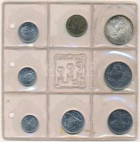 San Marino 1974. 1L-500L (8xklf) forgalmi szett, közte 500L Ag, fólia tokban T:1 sérült fólia, patin...