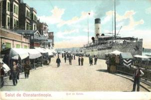 Constantinople, Istanbul; Quai de Galata / quay, wharf, steamship (EK)