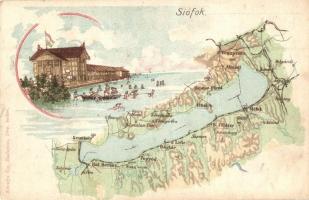 Siófok, Balaton térkép, Károlyi Gy. kiadása, litho (fl)