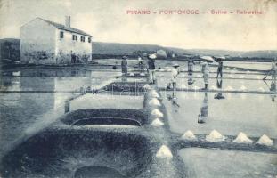 Piran, Pirano; Portorose, Saline / Portoroz, Salzwerke / saltworks, workers. M. Cattai (EK)