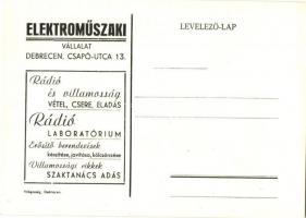 Elektroműszaki Vállalat reklámlapja Debrecenből, Csapó utca 13. / Hungarian Electro-technical Company advertisement card