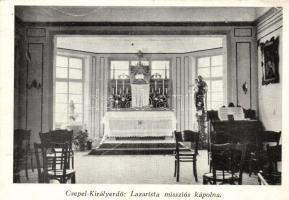 Budapest XXI. Csepel-Királyerdő, Lazarista missziós ház, kápolna, belső - 2 db régi képeslap / 2 pre...