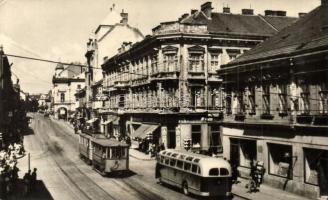 10 db MODERN magyar autóbuszos és villamosos motívumlap / 10 modern Hungarian autobuses and trams mo...