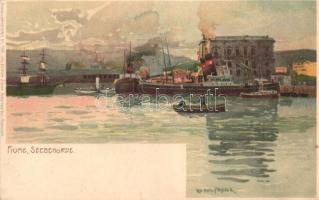 Fiume, Rijeka; Seebehörde / Maritime Authority. Ottmar Zieher Künstler-Postkarte No. 1134. litho s: Raoul Frank (EK)