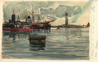 Trieste, Trieszt; Lanterna / Lighthouse. Ottmar Zieher Künstler-Postkarte No. 1778. No. 19. litho s: Raoul Frank