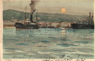 Fiume, Rijeka; Port. Ottmar Zieher Künstler-Postkarte No. 1125. No. 19. litho s: Raoul Frank (EK)