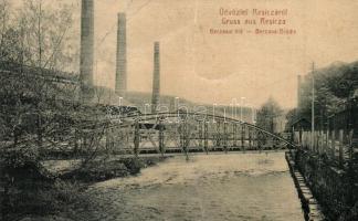 Resica, Resita; Berzavai híd, háttérben gyárkémények. W.L. 1150. / Barzava bridge, factory chimneys in the background (EB)