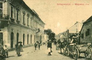 Szilágysomlyó, Simleu Silvaniei; Megyeház utca, lovaskocsi. Heimlich K. 2310. H. / street view with horse cart (szakadás / tear)