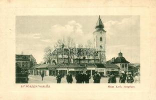 Liptószentmiklós, Liptovsky Mikulas; Római katolikus templom, Reisz Miksa és Vozary Mihály üzlete. W.L. Bp. 2512. / church, shops (Rb)