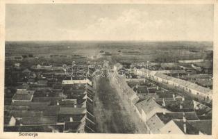 Somorja, Samorín; látkép a Fő utcával / panorama view with main street