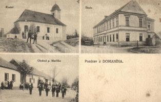 Domanín, Kostel, Skola, Obchod p. Marcíka / church, school, shop (EK)