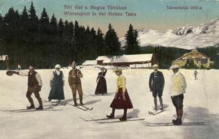 Tátraszéplak, Weszterheim, Tatranska Polianka; Téli élet a Magas Tátrában, síelők / winter sport, skiing people (szakadás / tears)