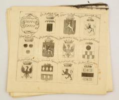 cca 1800 135 db német tartományi címert ábrázoló rézmetszet 15 lapon. / Etchings of coat of arms of ...