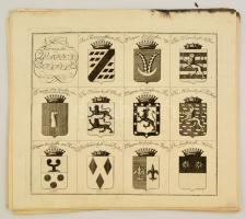 cca 1800 135 db német tartományi címert ábrázoló rézmetszet 15 lapon. / Etchings of coat of arms of ...