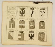 cca 1800 135 db német tartományi címert ábrázoló rézmetszet 15 lapon. / Etchings of coat of arms of ...