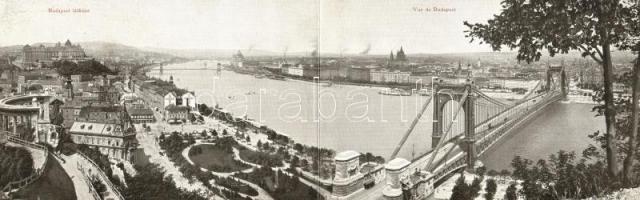 Budapest. Panorámalap az Erzsébet híddal / panoramacard (EK)