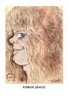 4 db MODERN Kallus László grafikai karikatúra; Kóbor János, Benkő László, Demjén Ferenc, Fenyő Mikló...