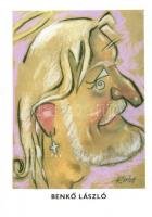 4 db MODERN Kallus László grafikai karikatúra; Kóbor János, Benkő László, Demjén Ferenc, Fenyő Mikló...